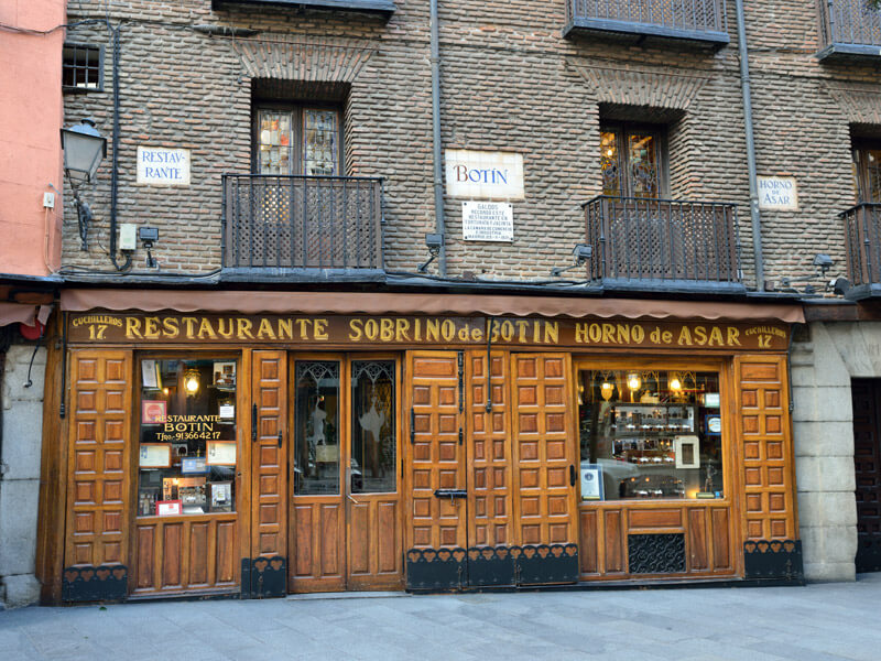 Restaurante centenario Sobrinos de Botín en Madrid (España)
